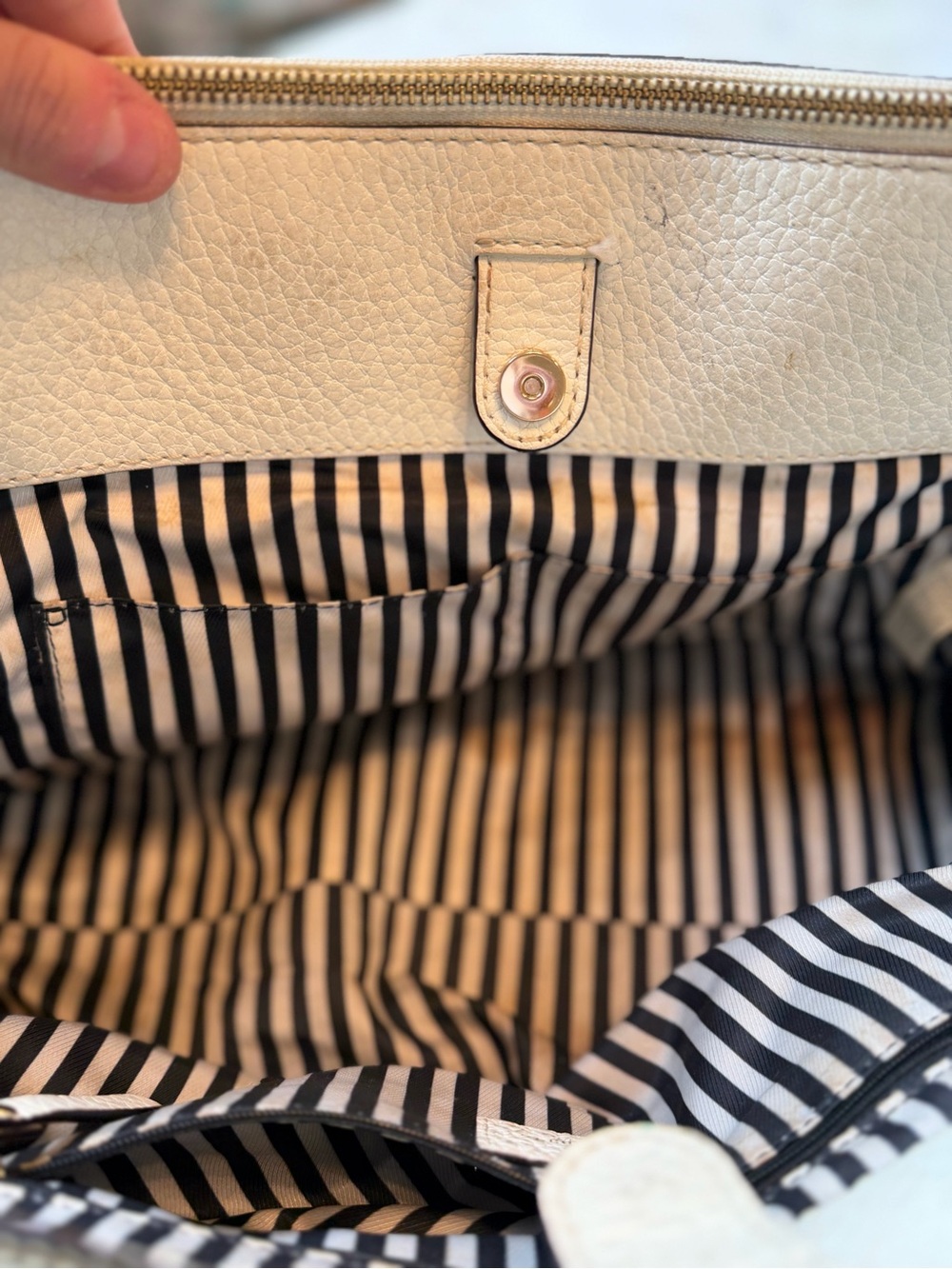 kate spade Cream and Taupe Leather Satchel with Tassel - Picture 15 of 16